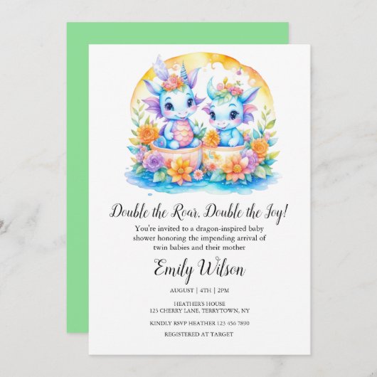 SCHATTIGEE REGENBOOG BLOEMEN BABY DRAGONS TWINS BA KAART (Voorkant / Achterkant)
