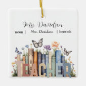 Schattigee Regenboog Boekenplank & Boeken Leraar M Keramisch Ornament (Voorkant)