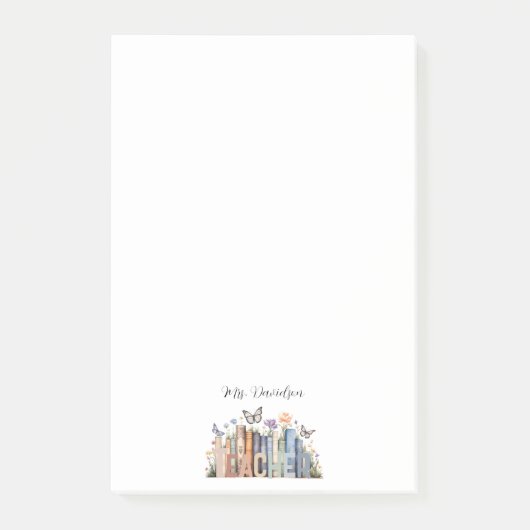 Schattigee Regenboog Boekenplank & Boeken Leraar M Post-it® Notes (Voorkant)