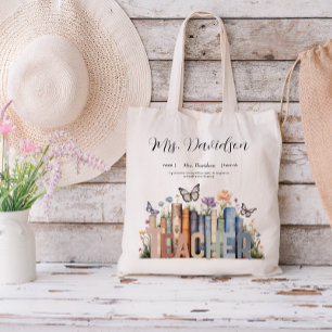 Schattigee Regenboog Boekenplank & Boeken Leraar M Tote Bag