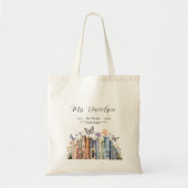 Schattigee Regenboog Boekenplank & Boeken Leraar M Tote Bag (Voorkant)