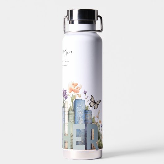 Schattigee Regenboog Boekenplank & Boeken Leraar M Waterfles (Achterkant)