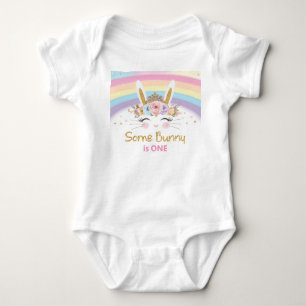 Schattigee Regenboog Bunny 1e Verjaardagsfeestkost Romper