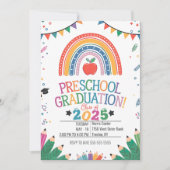 Schattigee regenboog Bunting Flags Preschool Afstu Kaart (Voorkant)