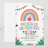 Schattigee regenboog Bunting Flags Preschool Afstu Kaart (Voorkant / Achterkant)