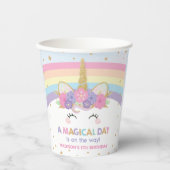 Schattigee regenboog eenhoorn 1e 2e 5e verjaardag papieren bekers (Voorkant)