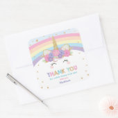 Schattigee regenboog eenhoorn 1e 2e verjaardag par vierkante sticker (Envelop)