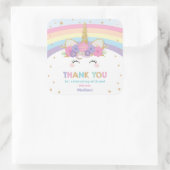 Schattigee regenboog eenhoorn 1e 2e verjaardag par vierkante sticker (Tas)