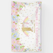 Schattigee regenboog eenhoorn 1e verjaardag welkom spandoek (Verticaal)