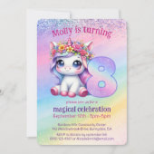 Schattigee regenboog eenhoorn 8e magische verjaard kaart (Voorkant)