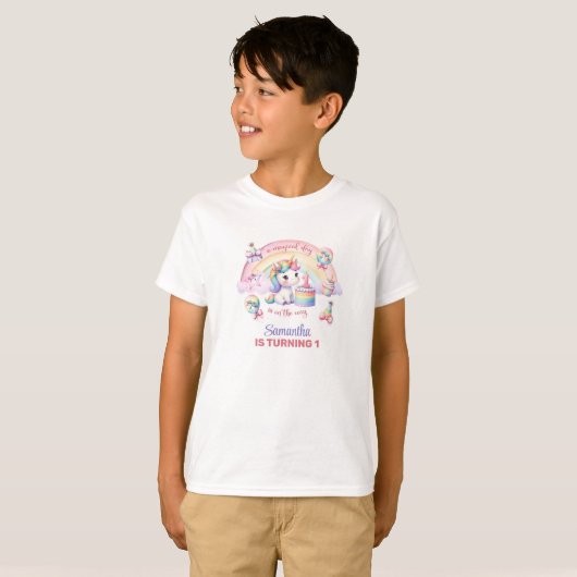 Schattigee Regenboog Eenhoorn En Sparkles 1E Verja T-shirt (Voorkant volledig)