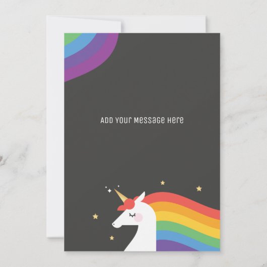 Schattigee regenboog eenhoorn en sterren Baby show Kaart (Achterkant)