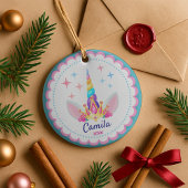 Schattigee regenboog eenhoorn hoorn girly vakantie keramisch ornament