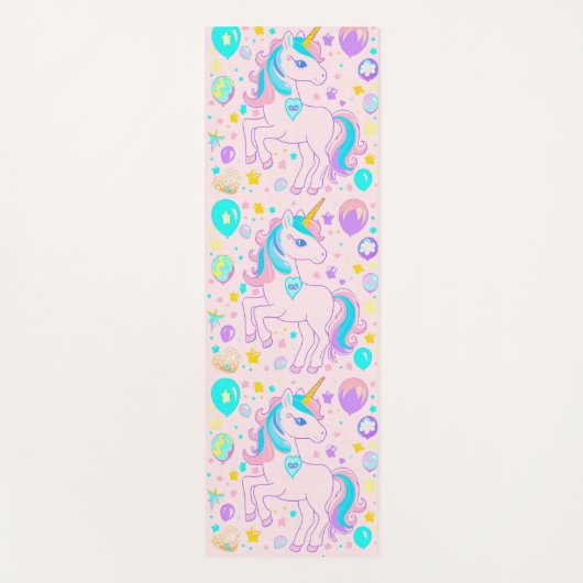 Schattigee regenboog eenhoorn magische ballon verj yogamat (Voorkant)