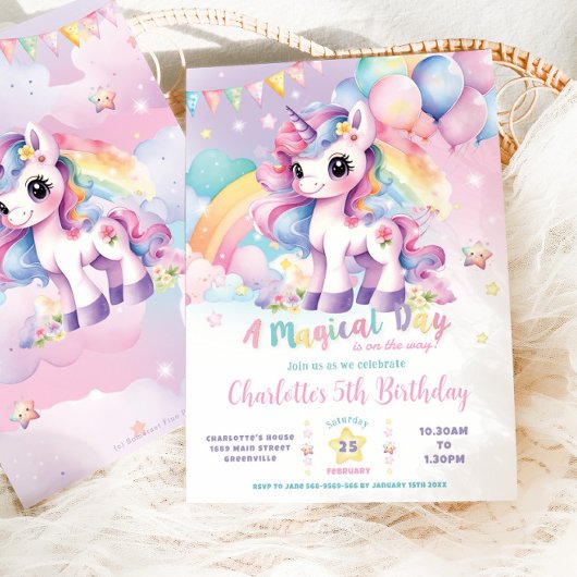 Schattigee regenboog eenhoorn magische dag verjaar kaart