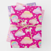 Schattigee regenboog eenhoorn magische girly verja inpakpapier vel (In situ)