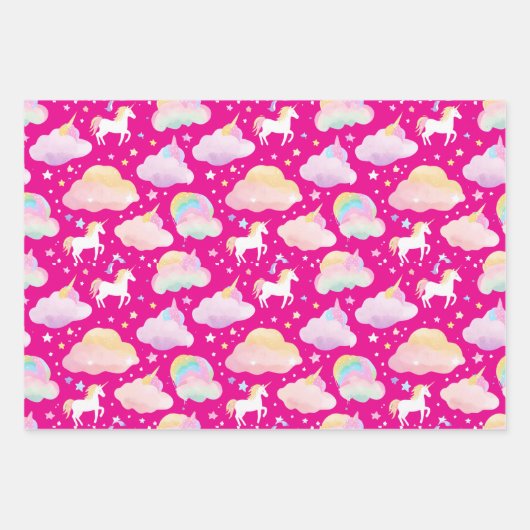 Schattigee regenboog eenhoorn magische girly verja inpakpapier vel (Voorkant)