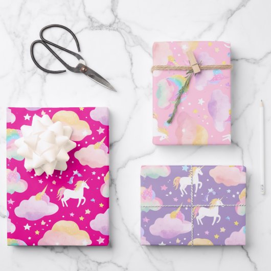 Schattigee regenboog eenhoorn magische girly verja inpakpapier vel (Voorkant)