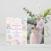 Schattigee regenboog eenhoorn meisje Baby shower f Kaart (Staand voorkant)