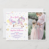 Schattigee regenboog eenhoorn meisje Baby shower f Kaart (Voorkant)