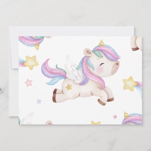 Schattigee regenboog eenhoorn meisje Baby shower f Kaart (Achterkant)