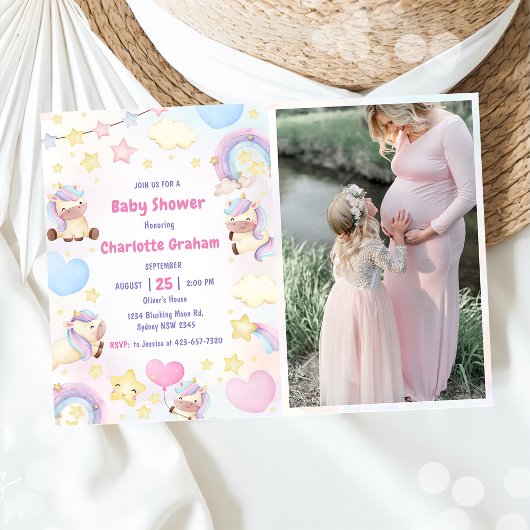 Schattigee regenboog eenhoorn meisje Baby shower f Kaart