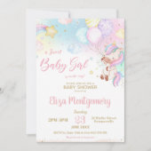 Schattigee regenboog eenhoorn meisje Baby shower Kaart (Voorkant)