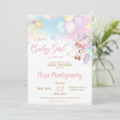 Schattigee regenboog eenhoorn meisje Baby shower Kaart (Staand voorkant)