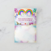 Schattigee regenboog eenhoorn pastel gevouwen dank bedankkaart (Binnen)