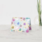 Schattigee regenboog eenhoorn pastel gevouwen dank bedankkaart (Achterkant)