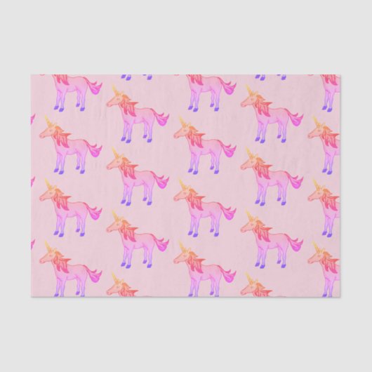 Schattigee Regenboog Eenhoorn Roze Patroon Kindere Tissuepapier (Voorkant)