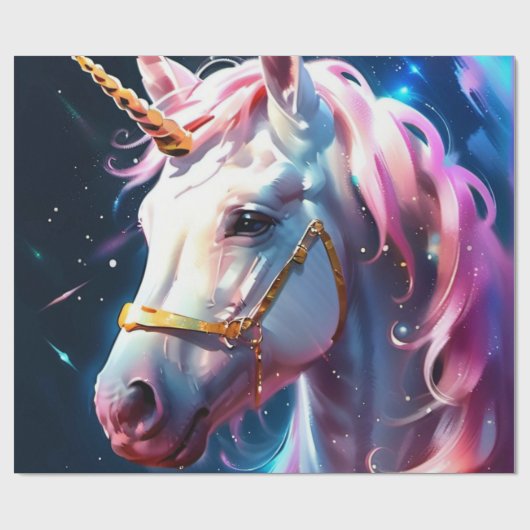 Schattigee regenboog eenhoorn verjaardagscadeau wr cadeaupapier (Vlak)