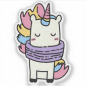 Schattigee regenboog eenhoorn wintersjaal laptopfl sticker (Voorkant)