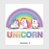 Schattigee regenboog eenhoorns sticker (Vel)