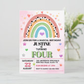 Schattigee regenboog elke leeftijd verjaardagsfees kaart (Staand voorkant)