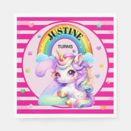 Schattigee regenboog en eenhoorn 2e verjaardag servet