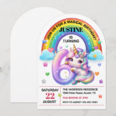 Schattigee regenboog en eenhoorn 6e verjaardagsfee kaart (Voorkant / Achterkant)