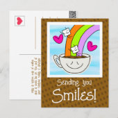 Schattigee regenboog en koffie glimlachen denken a briefkaart (Voorkant / Achterkant)