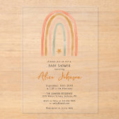 Schattigee regenboog en Star Boho Baby shower Acryl Uitnodigingen (Voorkant)