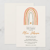 Schattigee regenboog en Star Boho Baby shower Kaart (Voorkant / Achterkant)