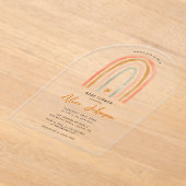 Schattigee regenboog en ster Boho Baby shower gebo Acryl Uitnodigingen (Laagn)