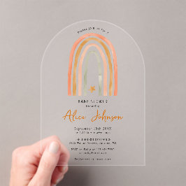 Schattigee regenboog en ster Boho Baby shower gebo Acryl Uitnodigingen