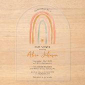 Schattigee regenboog en ster Boho Baby shower gebo Acryl Uitnodigingen (Voorkant)