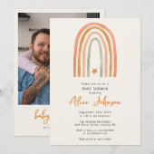 Schattigee regenboog en sterfoto Boho Baby shower Kaart (Voorkant / Achterkant)