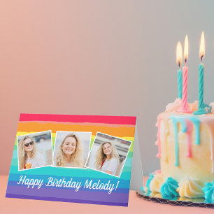 Schattigee regenboog fotocollage gepersonaliseerde kaart