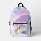 Schattigee regenboog gekleurde eenhoorn gepersonal bedrukte rugzak (Voorkant)