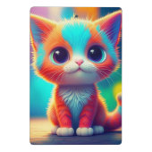 Schattigee regenboog gekleurde Sitting Kitten Cart Mini Klembord (Achterkant)