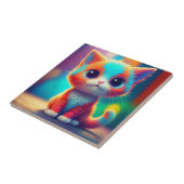 Schattigee regenboog gekleurde Sitting Kitten Cart Tegeltje (Zijkant)