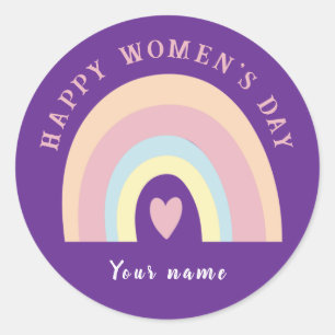 Schattigee regenboog Gelukkige vrouwendag gewoonte Ronde Sticker