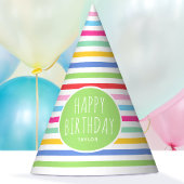 Schattigee regenboog gestreept Happy Birthday Gree Feesthoedjes